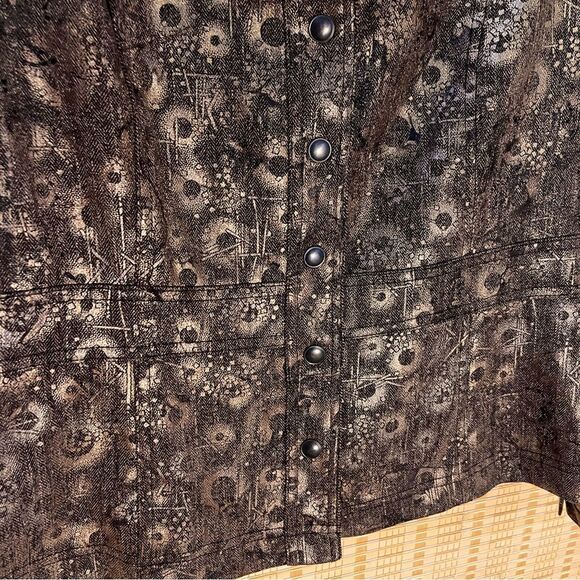 Coldwater Creek Metallic Brown Abstract Print Snap Front Jacket 12P - Picture 5 of 8